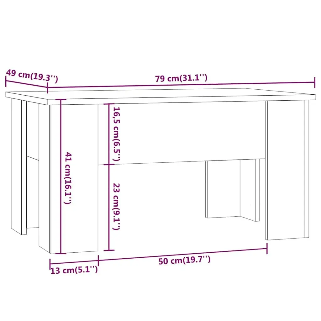 High Gloss White Coffee Table with Storage