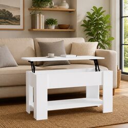 Versatile White Lift-Top Coffee Table with Storage