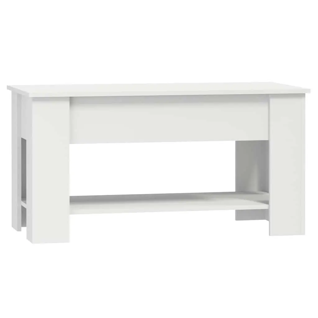 Coffee Table White Lift-Top Design Hidden Storage Engineered Wood Accent Table