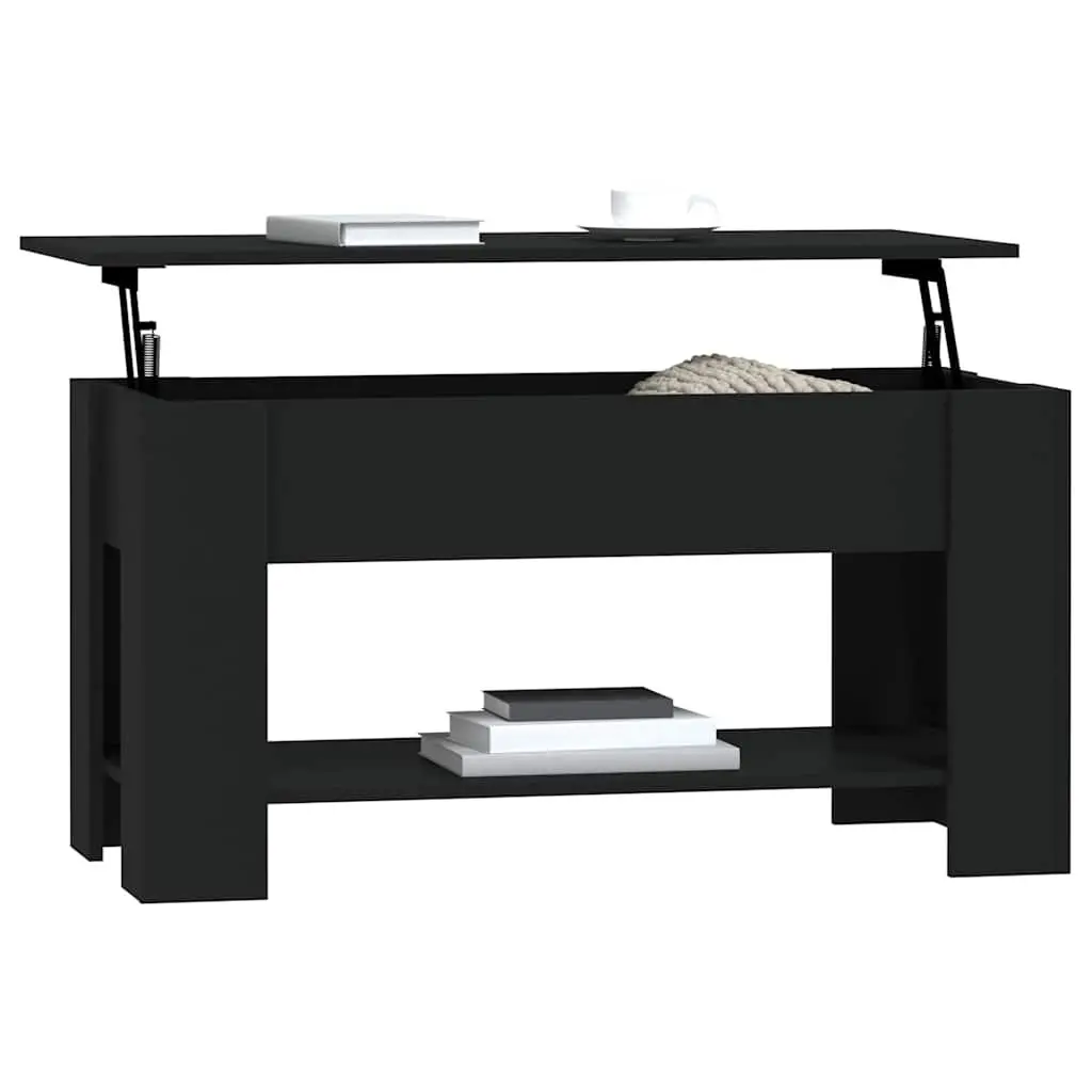 Coffee Table Lift-Top Black Engineered Wood Living Room 101L x 49W x 52H cm