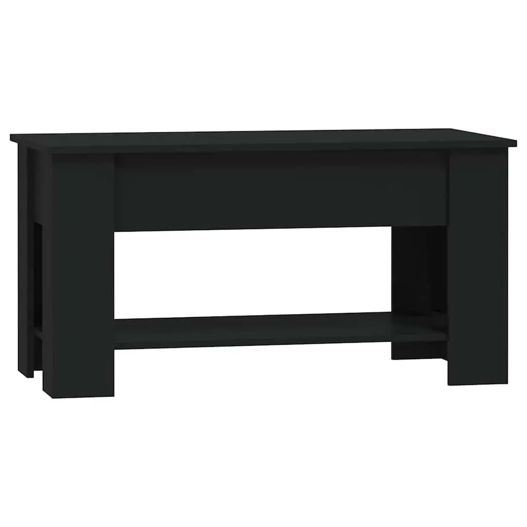 Coffee Table Lift-Top Black Engineered Wood Living Room 101L x 49W x 52H cm