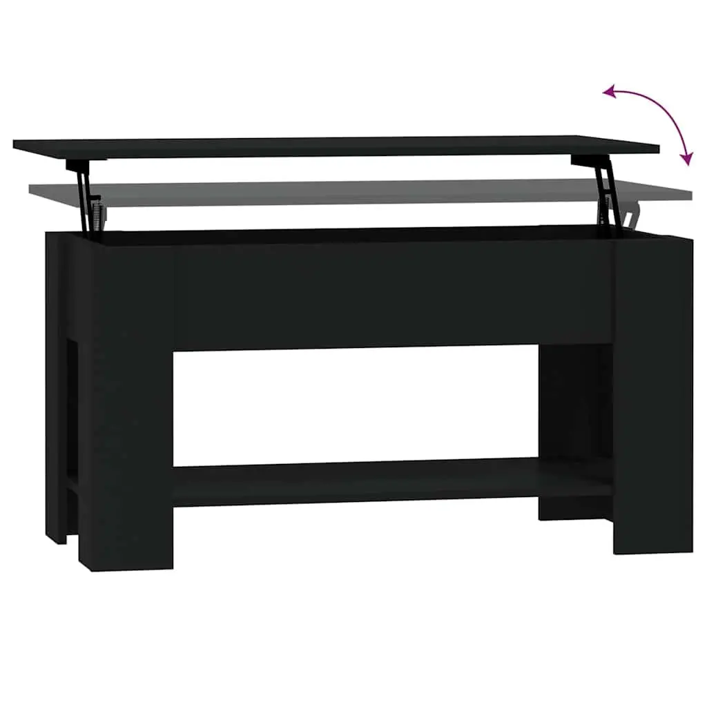 Coffee Table Lift-Top Black Engineered Wood Living Room 101L x 49W x 52H cm