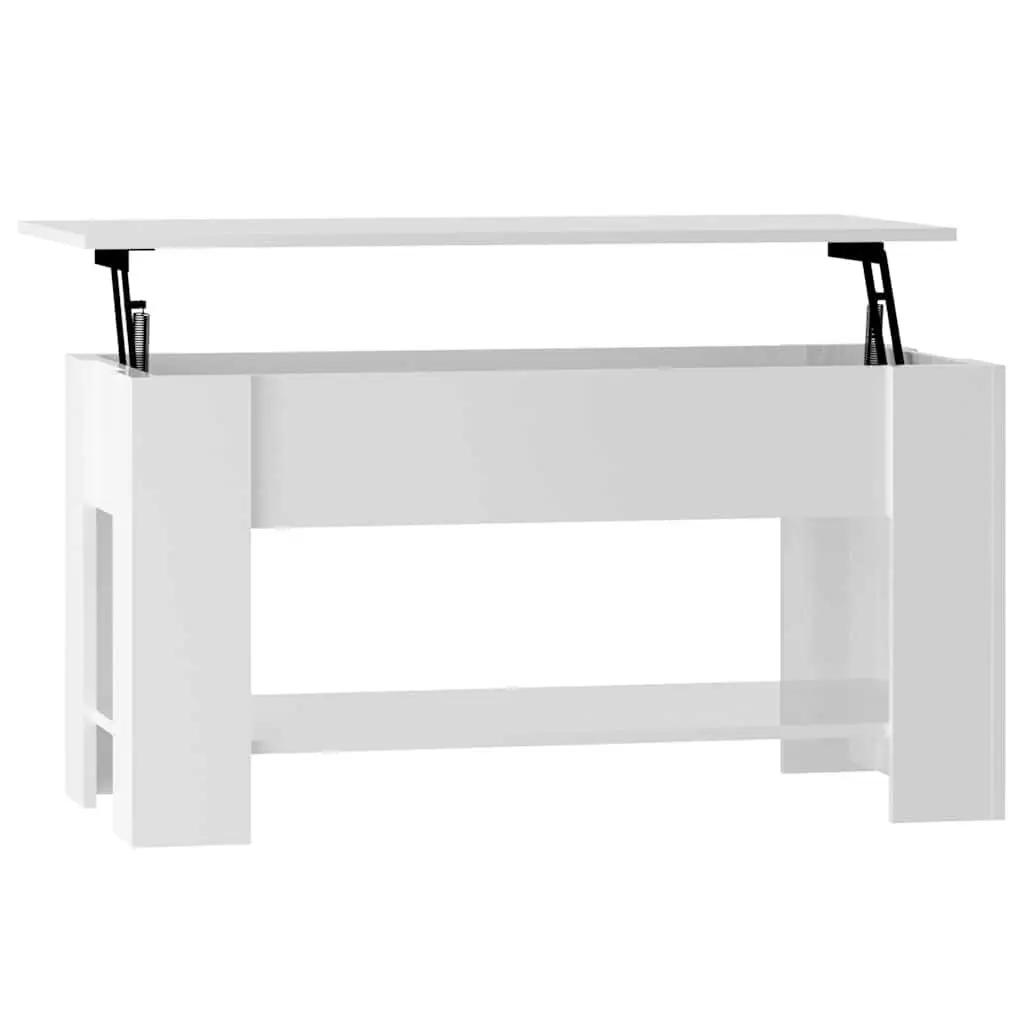 Coffee Table Lift-Top Modern White High Gloss Storage 101 x 49 x 52 cm