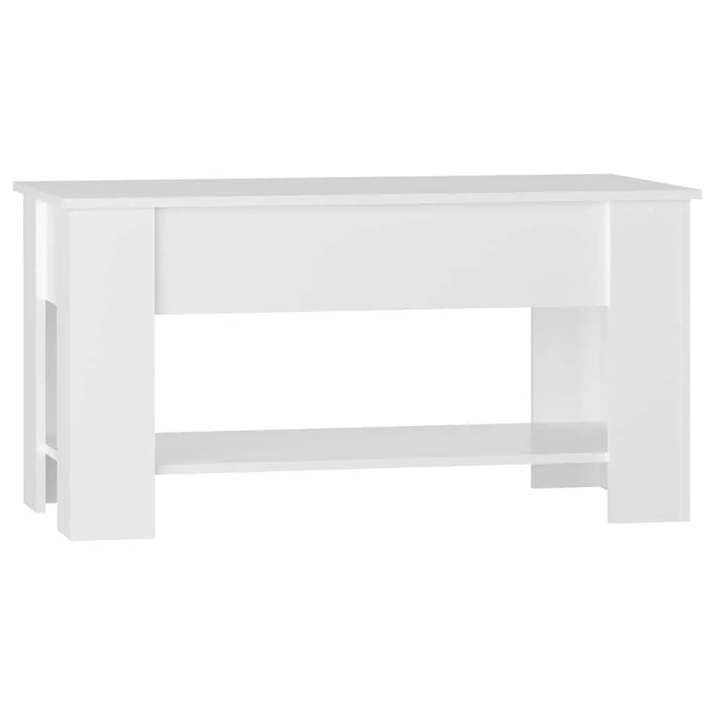 Coffee Table Lift-Top Modern White High Gloss Storage 101 x 49 x 52 cm