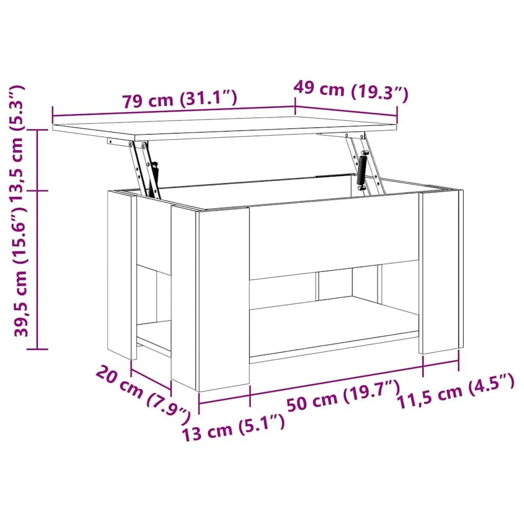 Coffee Table Black Lift-Top Design Living Room Furniture Engineered Wood Storage