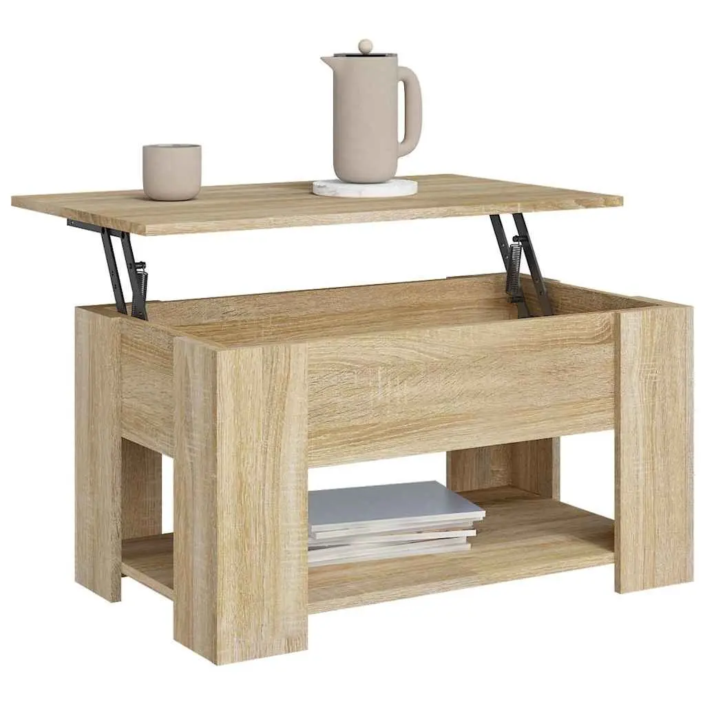 Coffee Table Lift Top Storage Brown Engineered Wood Living Room Furniture