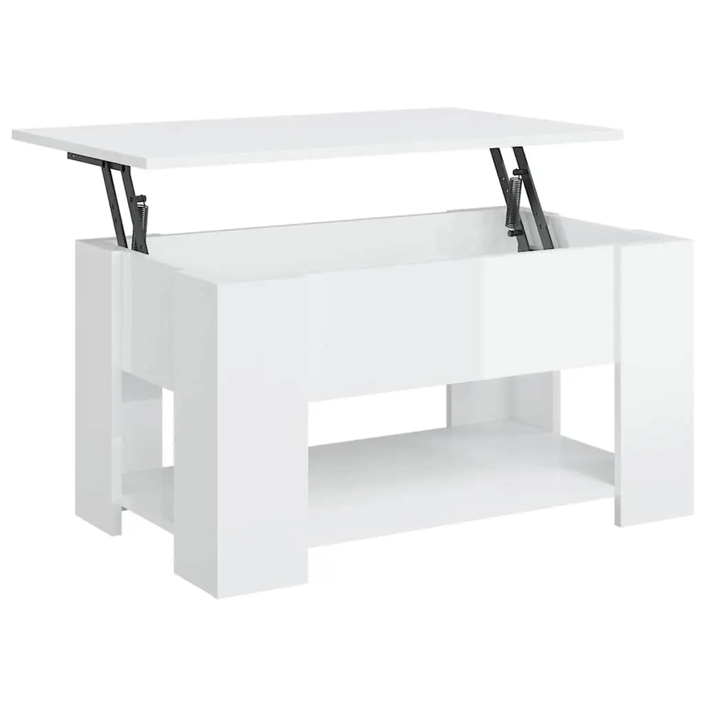 Coffee Table Lift Top Engineered Wood Storage 79cm White