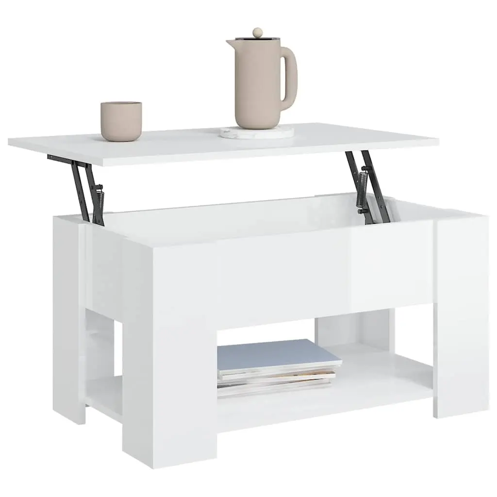 Coffee Table Lift Top Engineered Wood Storage 79cm White