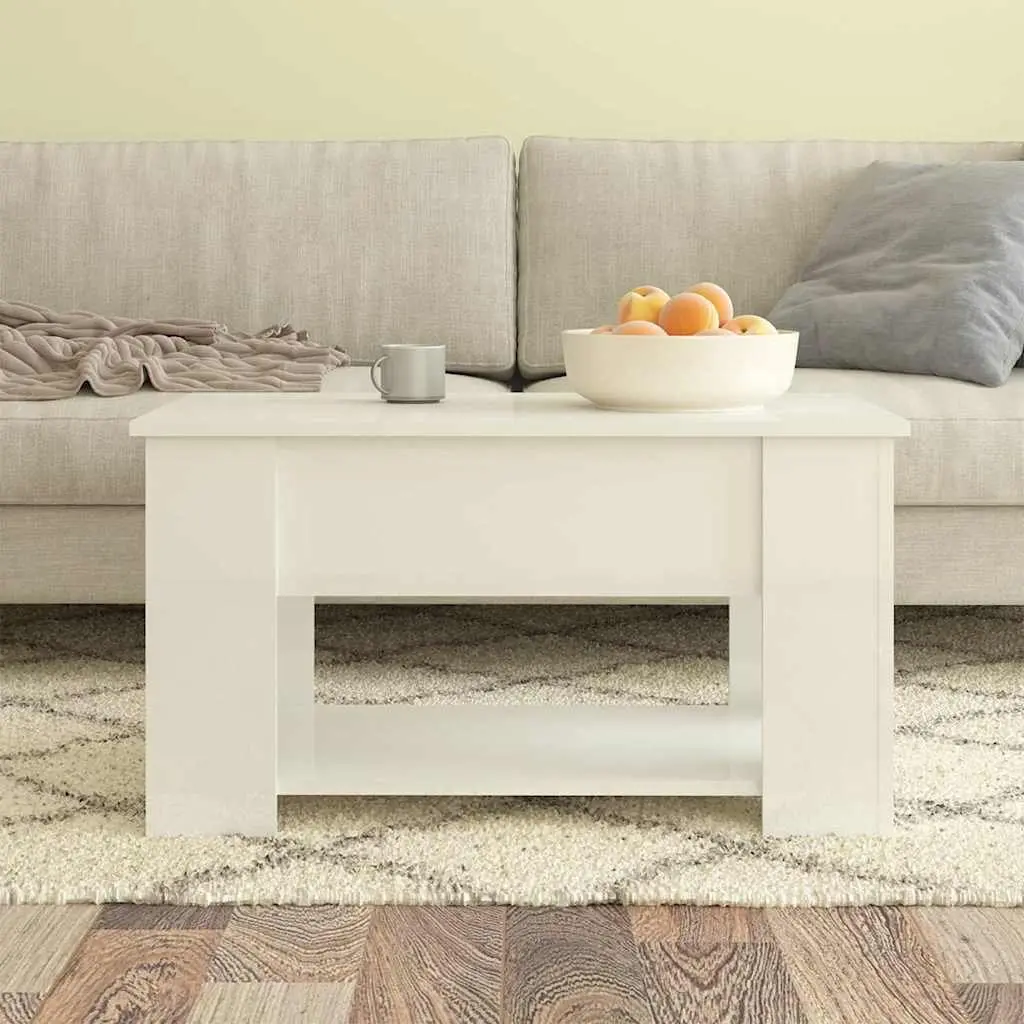 Coffee Table Lift Top Engineered Wood Storage 79cm White