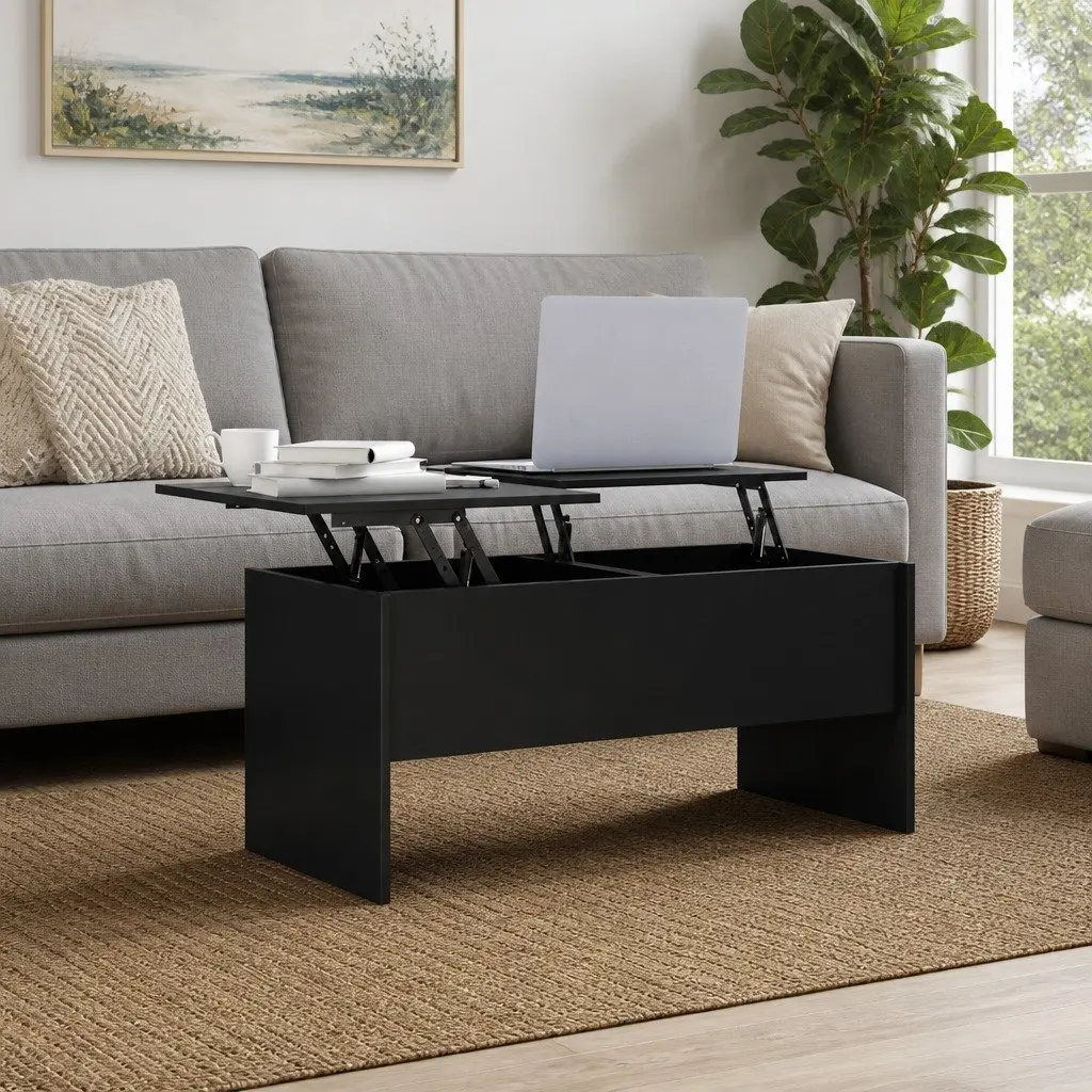 Coffee Table Lift Top Storage Compartment Modern Black 102cm x 50.5cm x 46.5cm