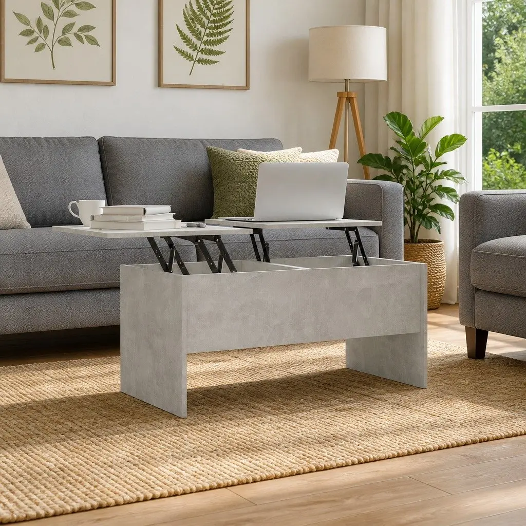 Grey Coffee Table with Lift-Top Storage