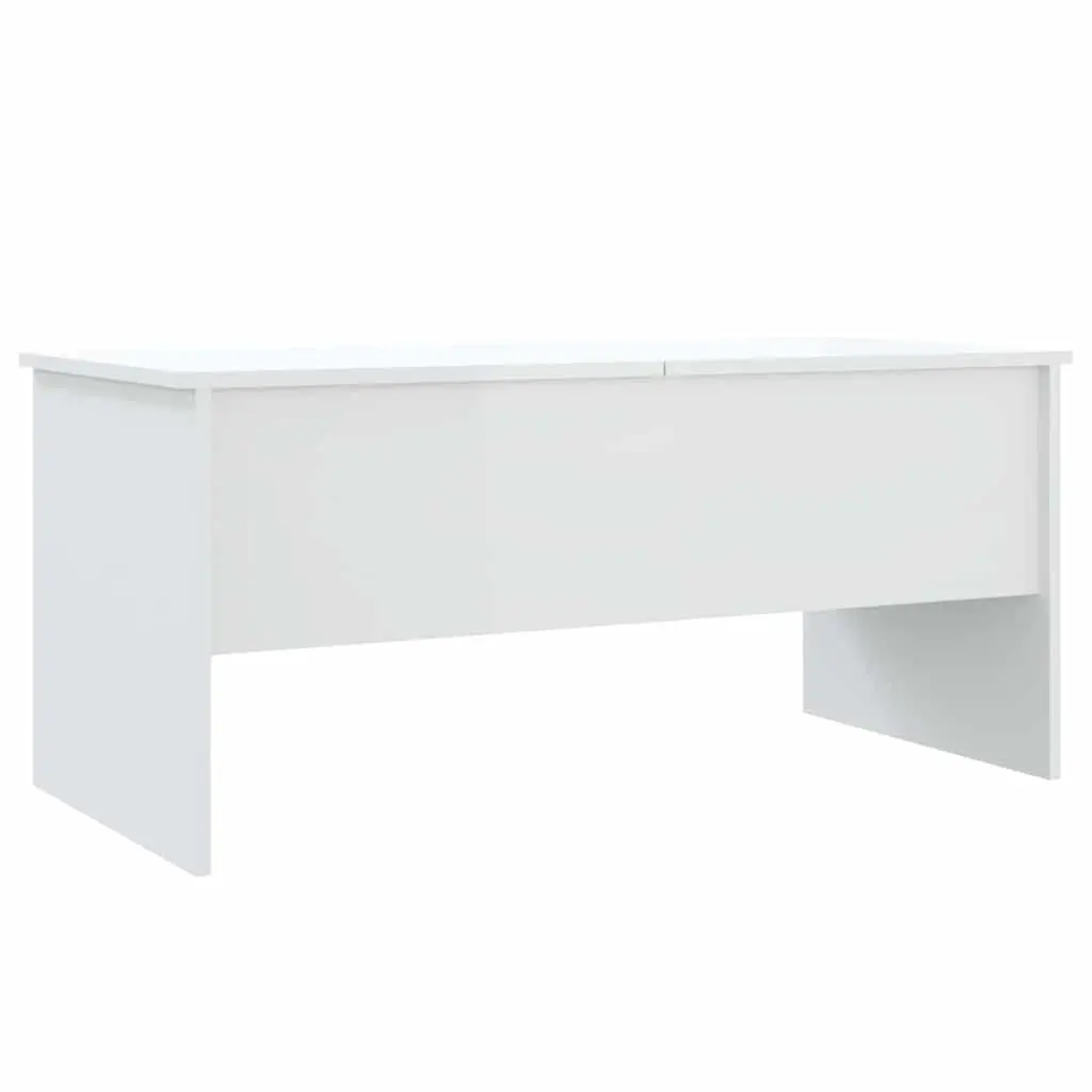 Coffee Table High Gloss White Modern Storage Compartments Adjustable Tabletop