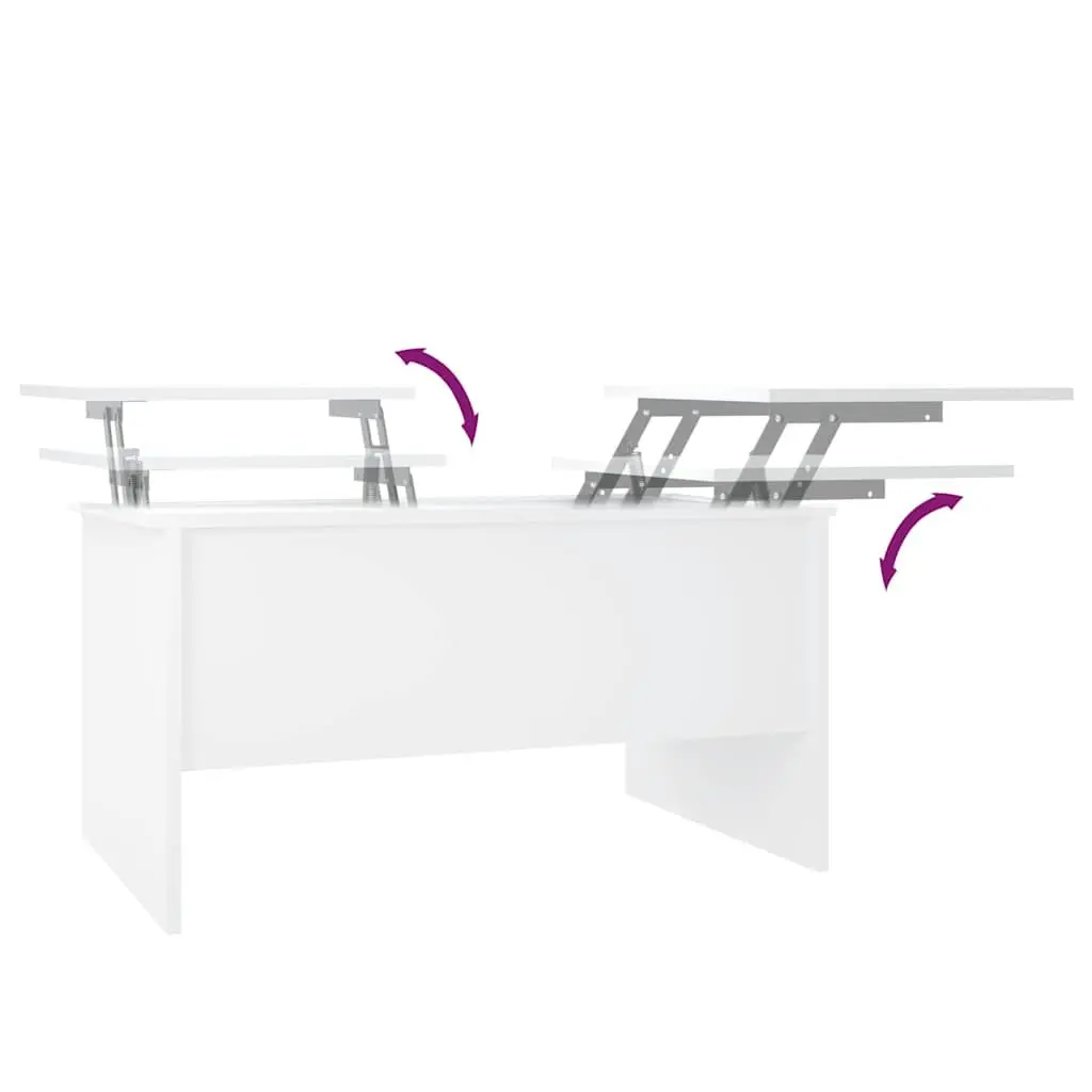 White Coffee Table with Lift-Top and Storage