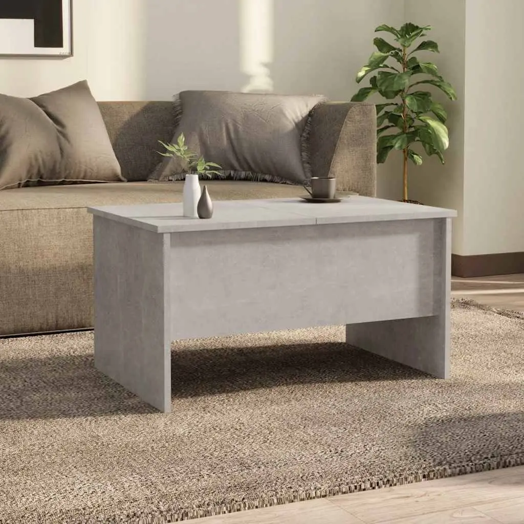 Coffee Table Grey Engineered Wood Adjustable Liftable Top Hidden Storage Compartments
