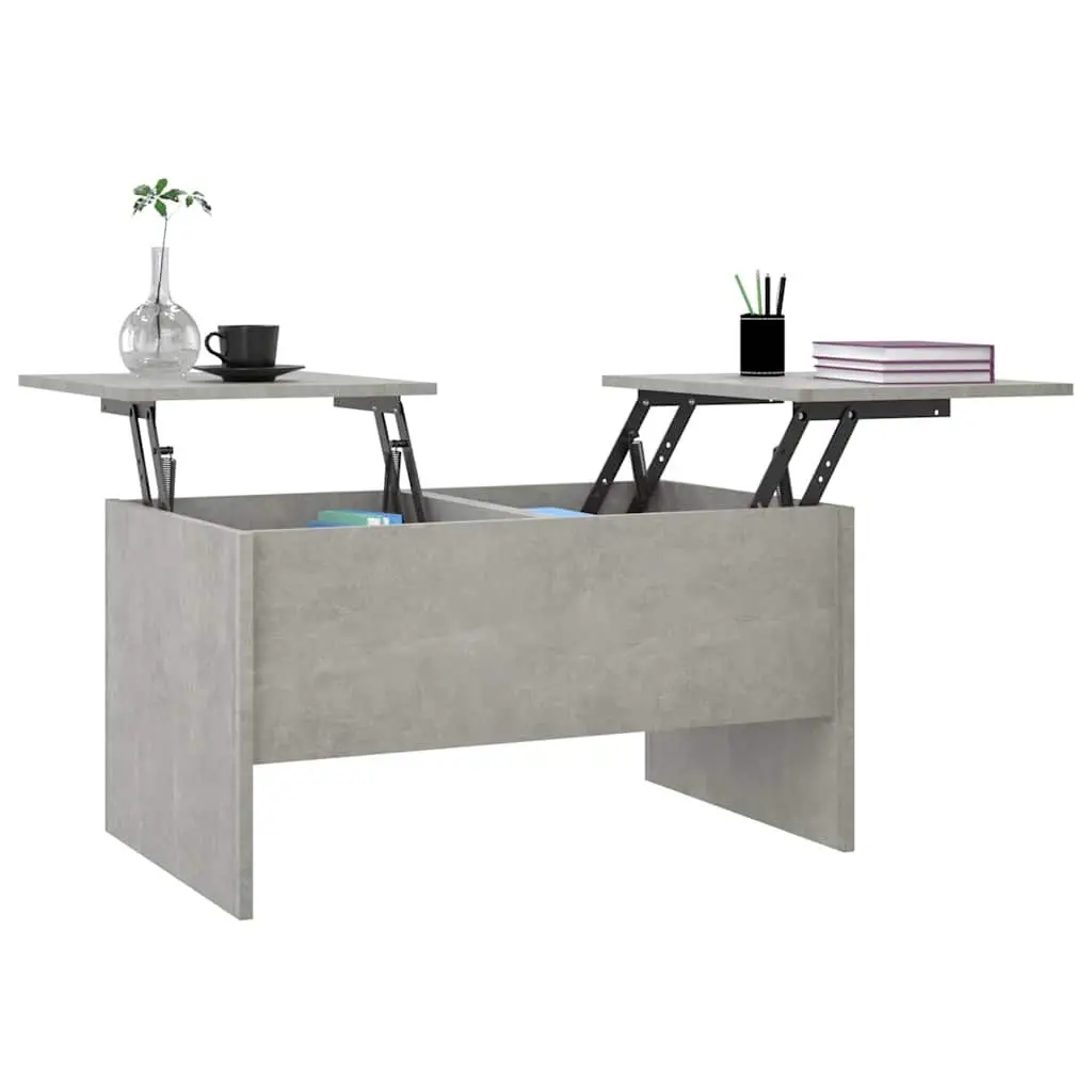Coffee Table Grey Engineered Wood Adjustable Liftable Top Hidden Storage Compartments