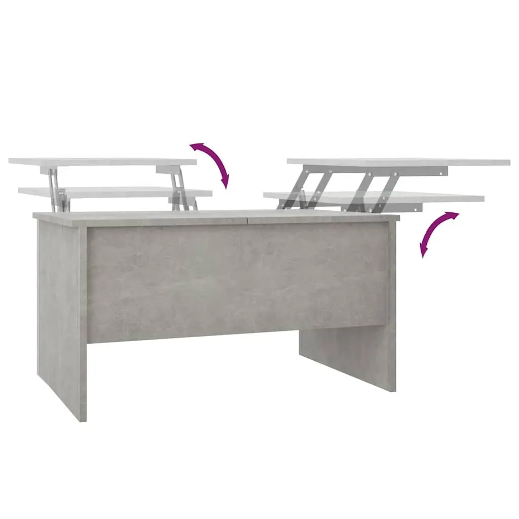Coffee Table Grey Engineered Wood Adjustable Liftable Top Hidden Storage Compartments