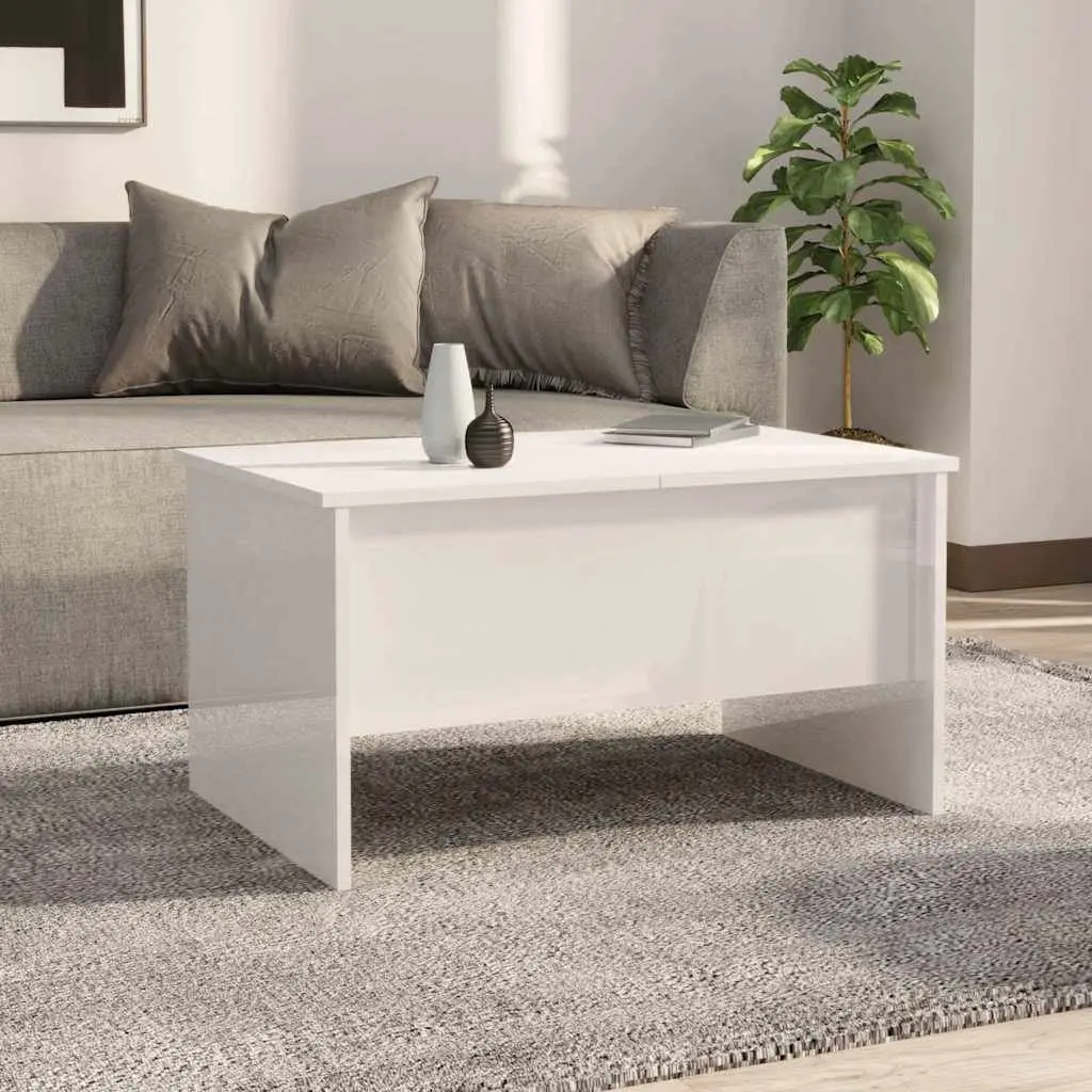 White High Gloss Coffee Table with Storage Solutions