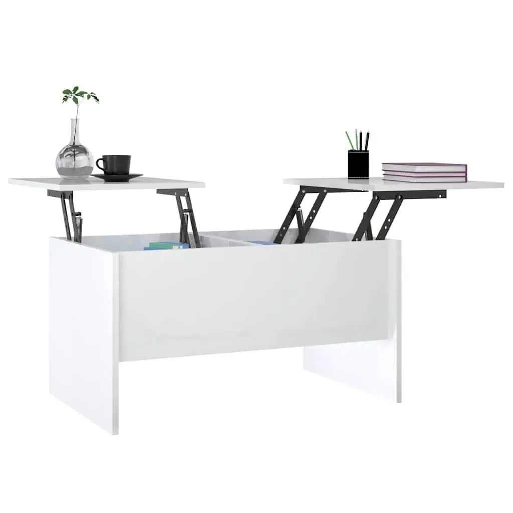 White High Gloss Coffee Table with Storage Solutions