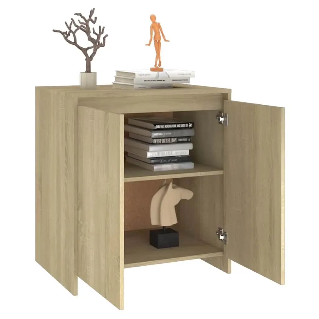 Sideboard Storage Cabinet Beige 2 Door Buffet Decorative Display Unit Furniture