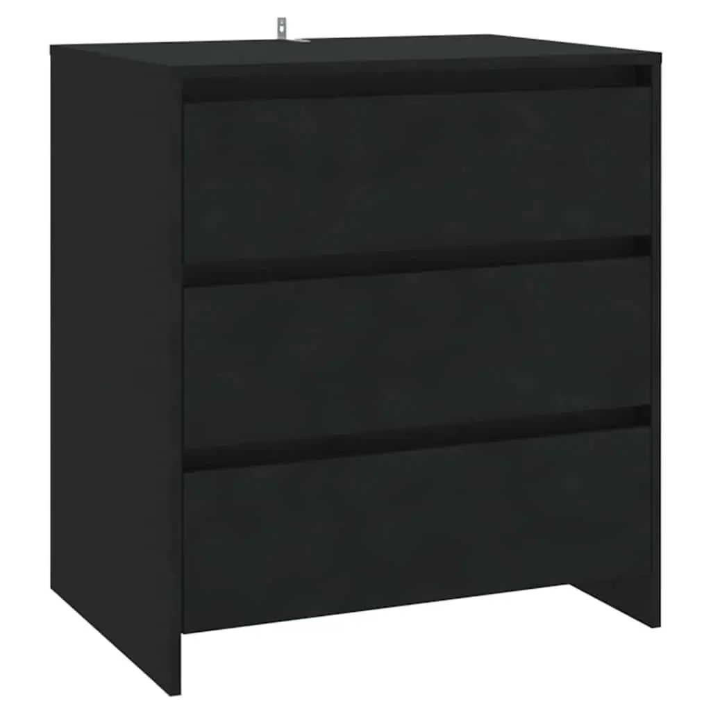 Sideboard Cabinet Storage 3 Drawer Black Engineered Wood