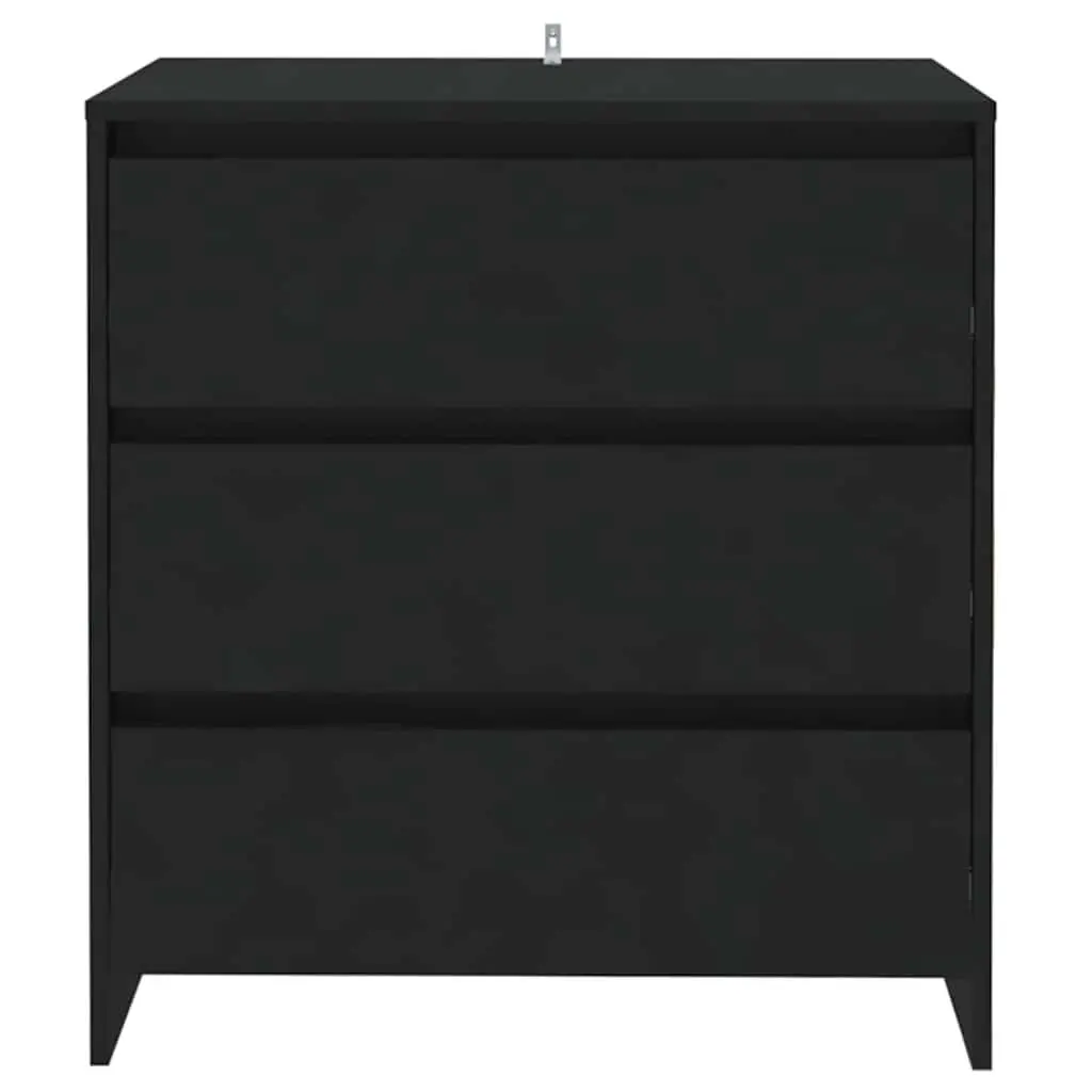 Sideboard Cabinet Storage 3 Drawer Black Engineered Wood