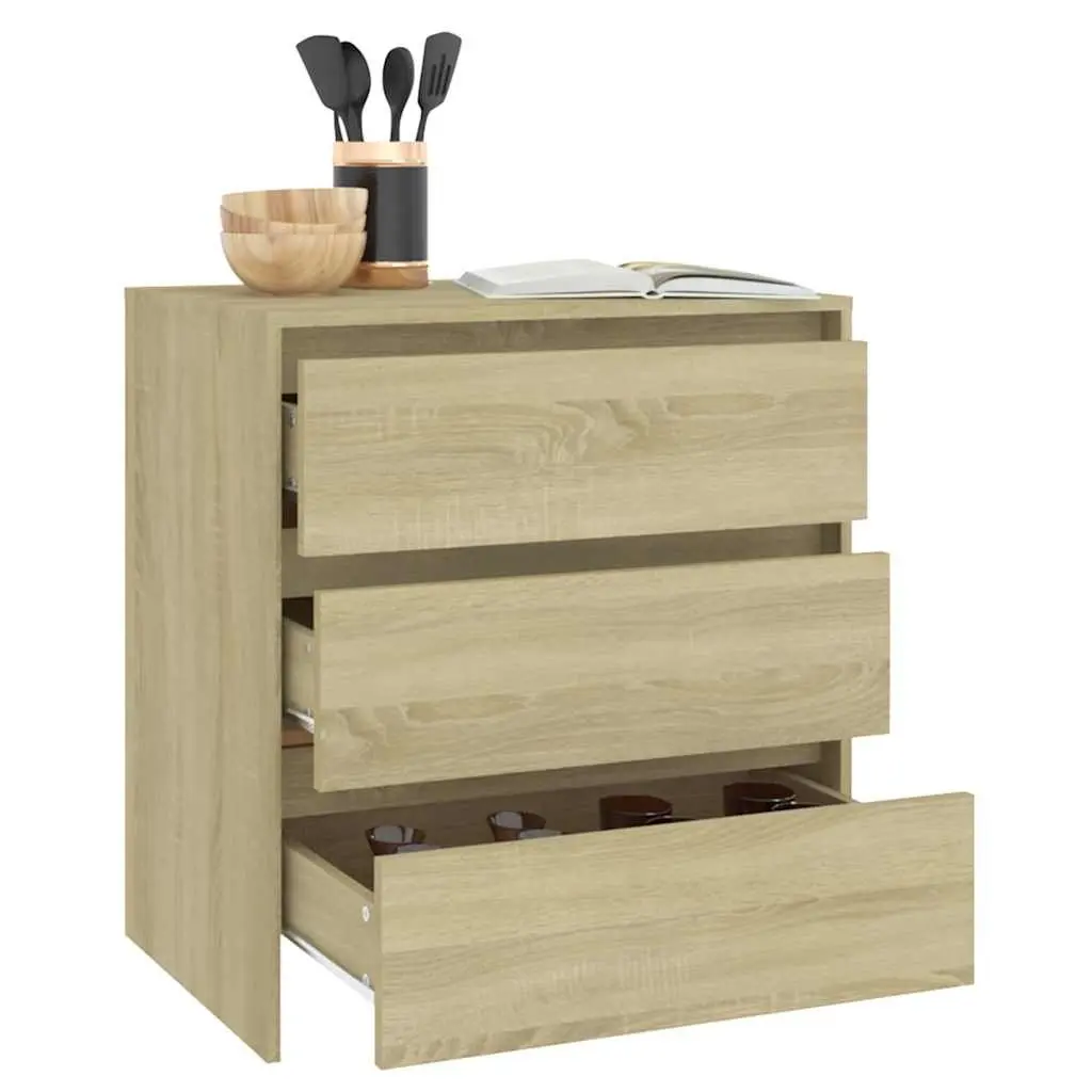 Sideboard Storage Cabinet 3 Drawers Brown Minimalist Living Room Furniture
