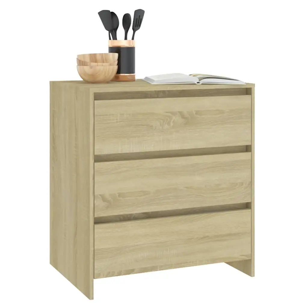 Sideboard Storage Cabinet 3 Drawers Brown Minimalist Living Room Furniture