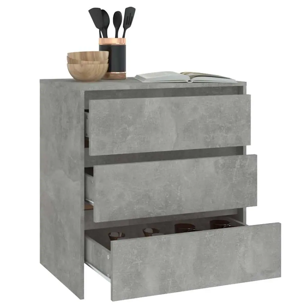 Sideboard Storage Cabinet 70x41x75cm Grey Engineered Wood with 3 Drawers