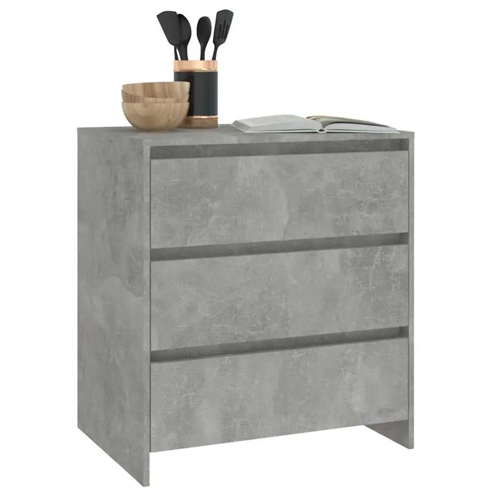 Sideboard Storage Cabinet 70x41x75cm Grey Engineered Wood with 3 Drawers