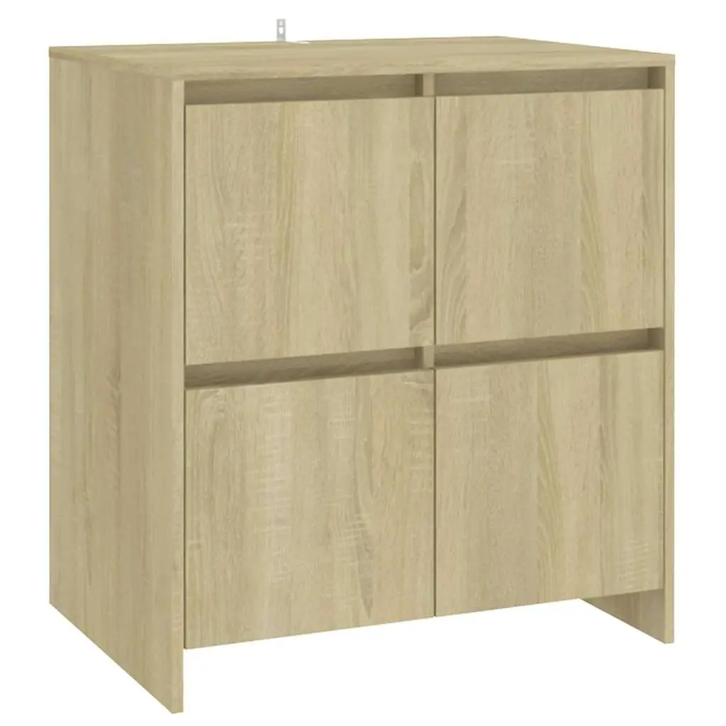 Sideboard Storage Cabinet 4 Doors Brown Engineered Wood Minimalist Furniture