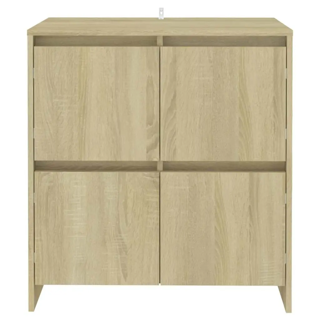 Sideboard Storage Cabinet 4 Doors Brown Engineered Wood Minimalist Furniture