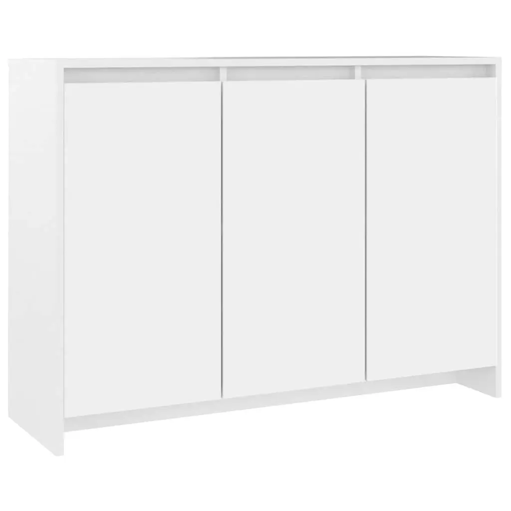 Sideboard Storage Cabinet 3 Doors White Engineered Wood Buffet Display Furniture
