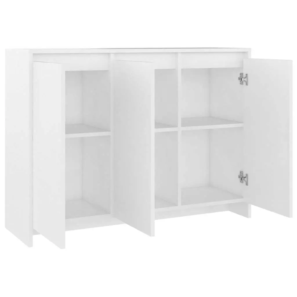Sideboard Storage Cabinet 3 Doors White Engineered Wood Buffet Display Furniture