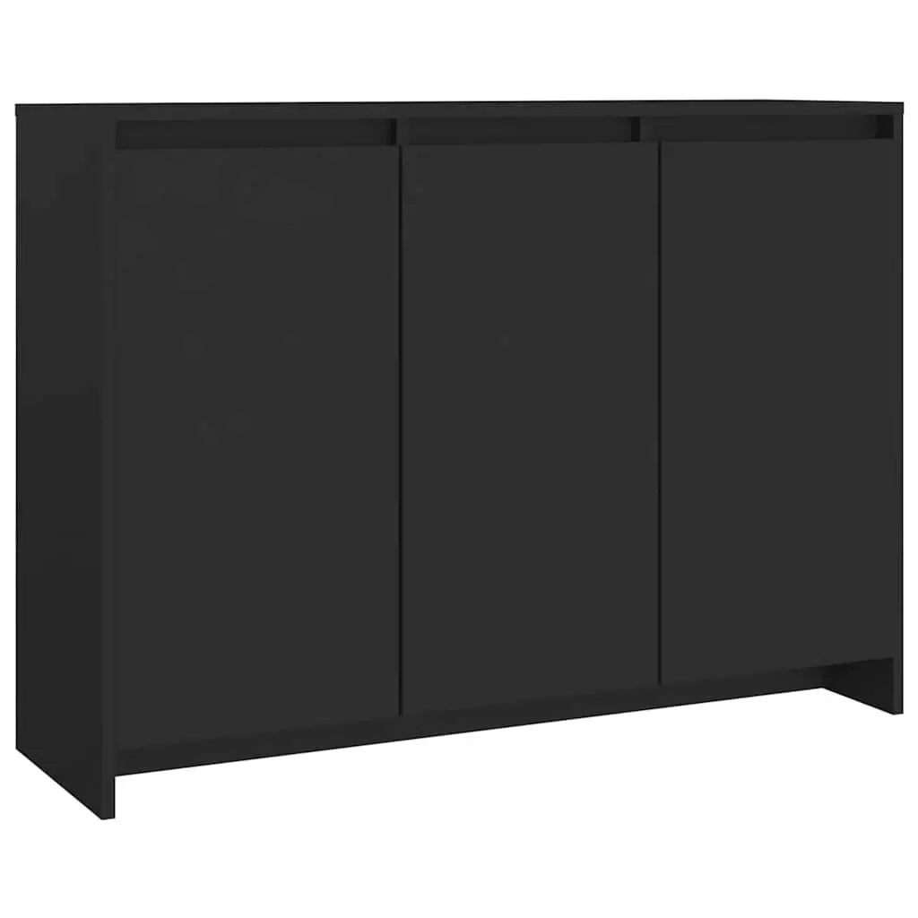 Sideboard Storage Cabinet 3 Door Black Engineered Wood Display Furniture