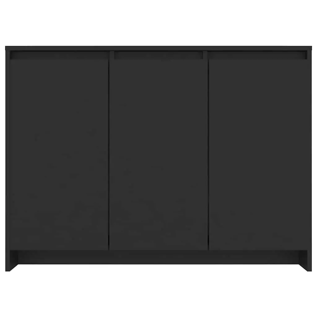 Sideboard Storage Cabinet 3 Door Black Engineered Wood Display Furniture