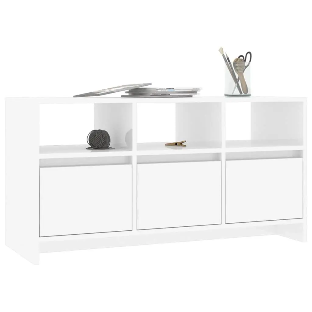 TV Cabinet White High Gloss Living Room Storage Unit Lowboard with Drawers