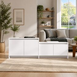 Reliable White TV Cabinet with 4 Doors for Value