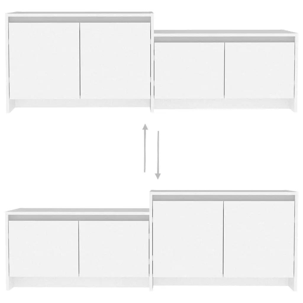 TV Cabinet White 4 Door Lowboard Living Room Storage Organiser Unit Furniture