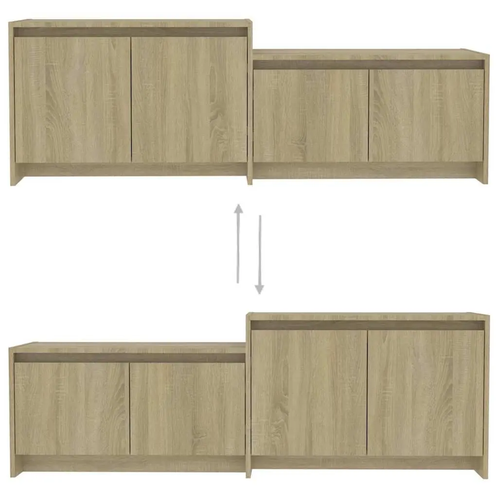 TV Cabinet Storage Unit 4 Doors Beige Lowboard Living Room 1465 x 350 x 500 mm