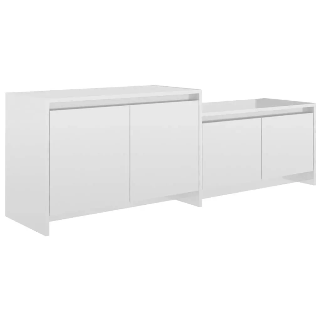 TV Cabinet Storage Unit 4 Door High Gloss White Living Room Lowboard