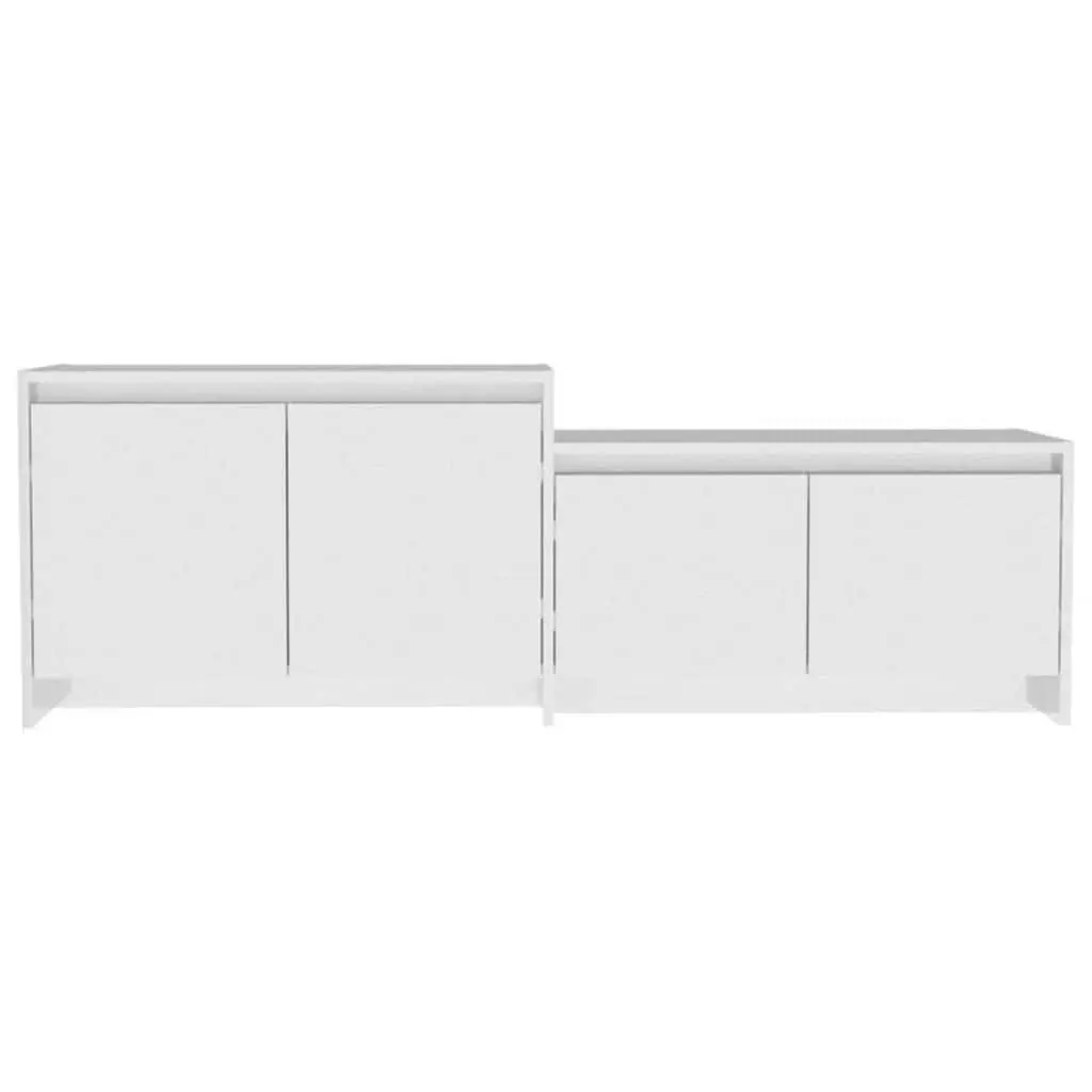 TV Cabinet Storage Unit 4 Door High Gloss White Living Room Lowboard