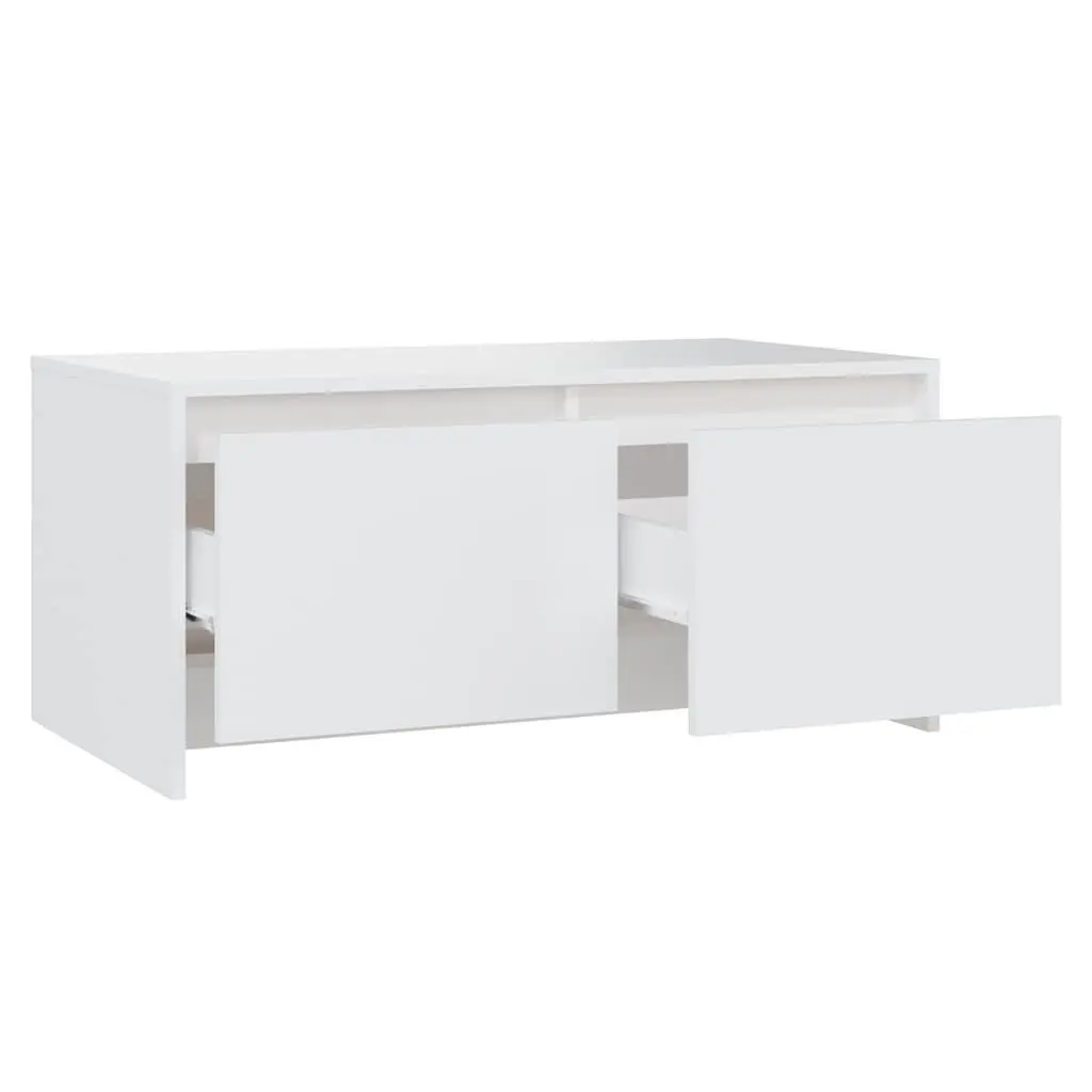 White Coffee Table with Storage Drawers Modern Living Room Accent Furniture