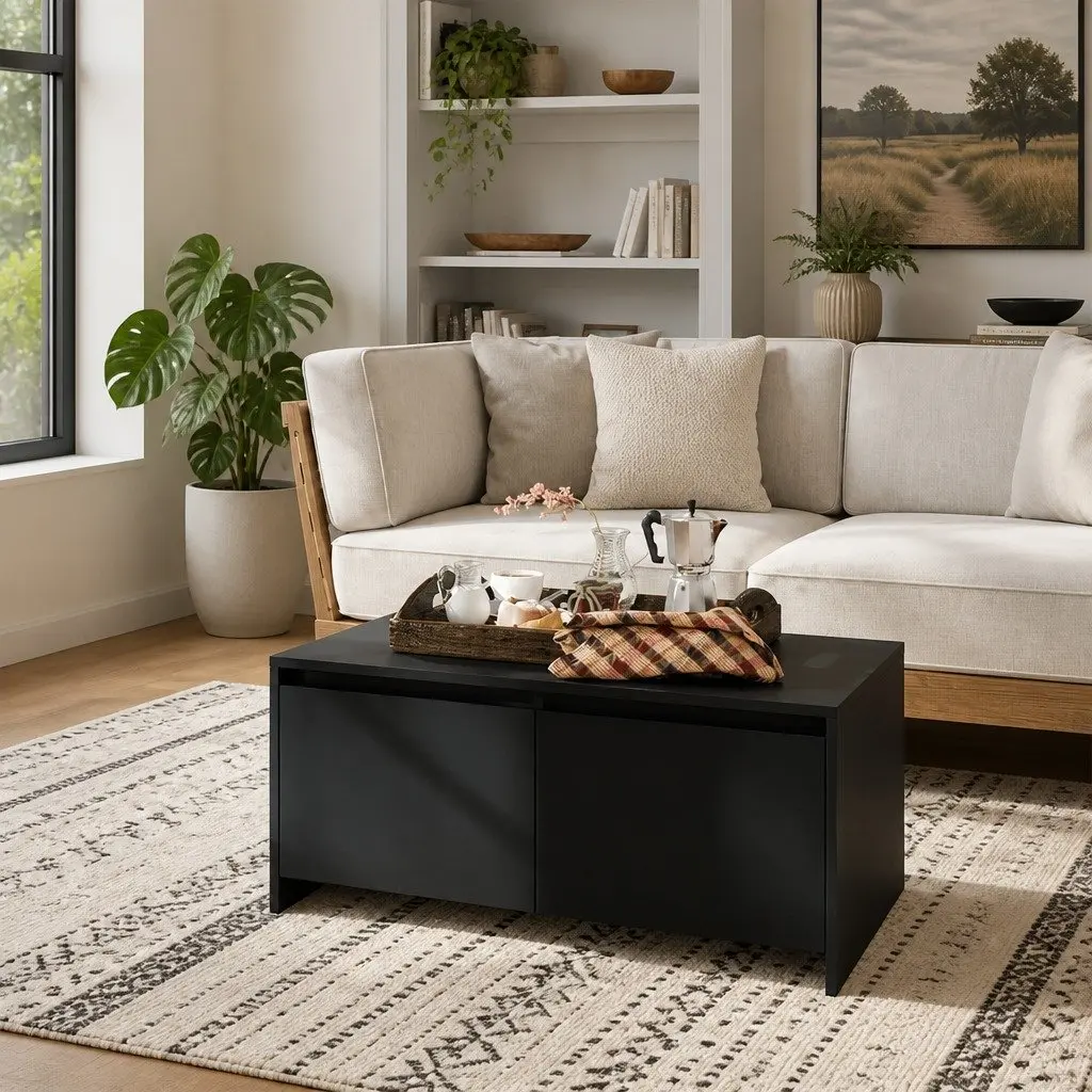 Coffee Table Modern Living Room Accent Furniture 90 x 50 x 41.5 cm Black