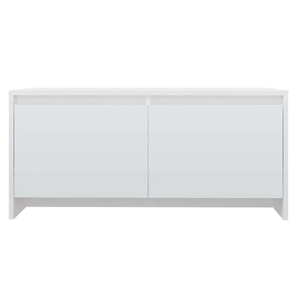 Coffee Table High Gloss White Modern Design 2 Drawers Storage Accent Furniture