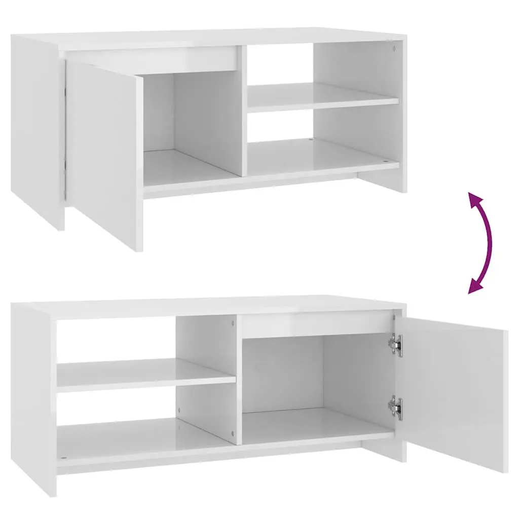 Modern White Coffee Table with Storage Compartment and Shelves for Living Room