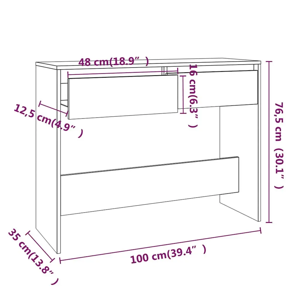 Console Table White Hallway Entrance Accent Storage Display 100 x 35 x 76.5 cm