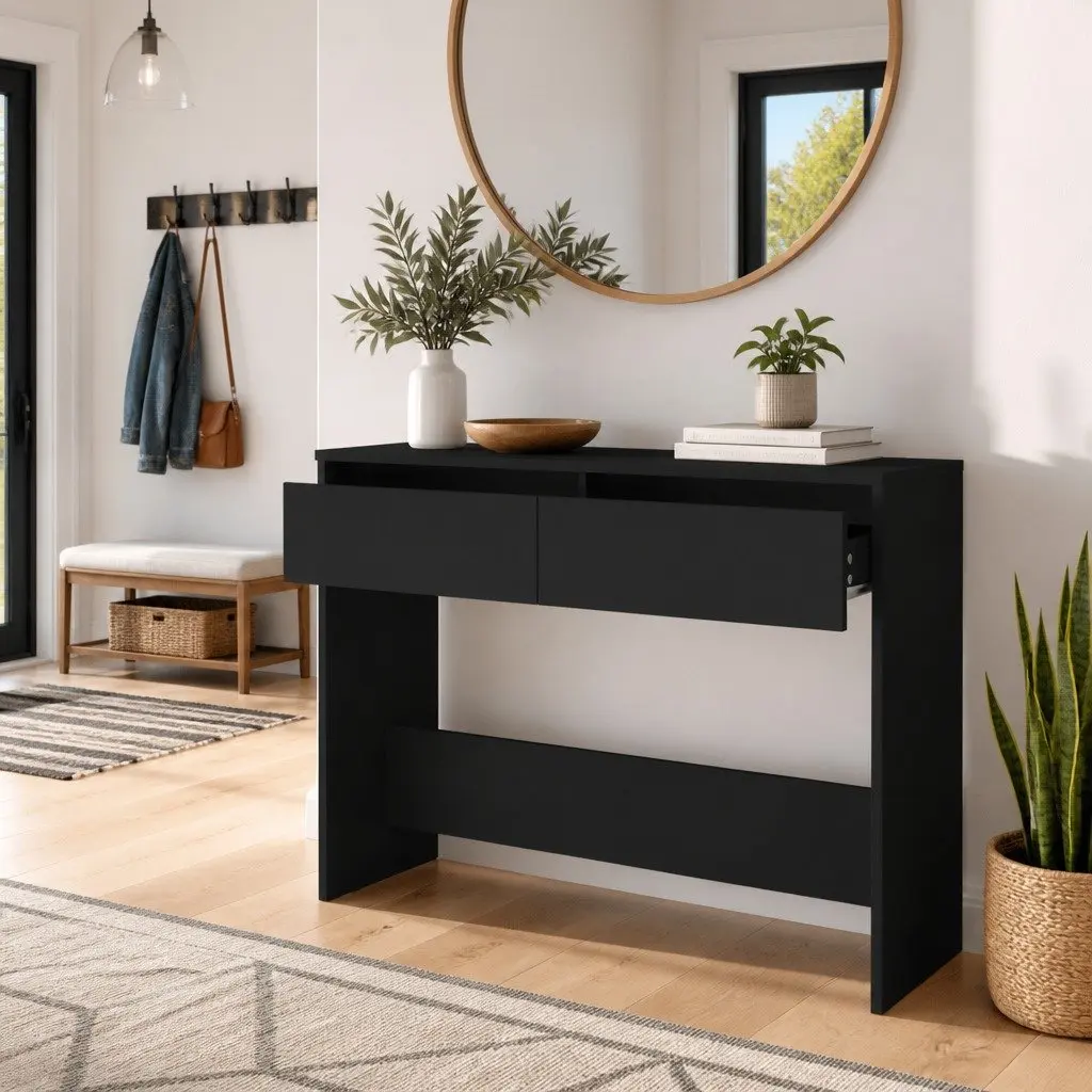 Console Table Storage Accent Table 100x35x76.5cm Black