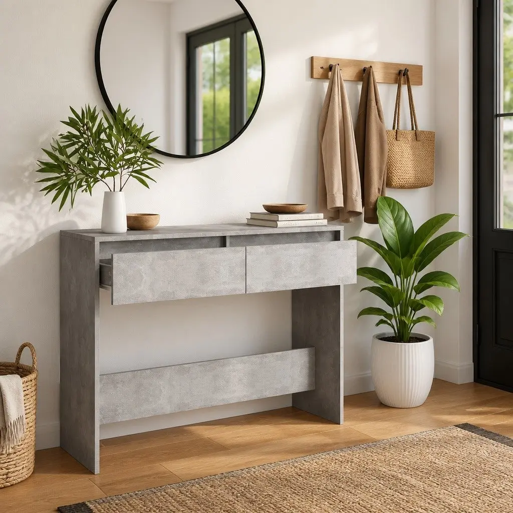 Console Table Grey Hallway Accent Side Table Entrance Living Room Storage