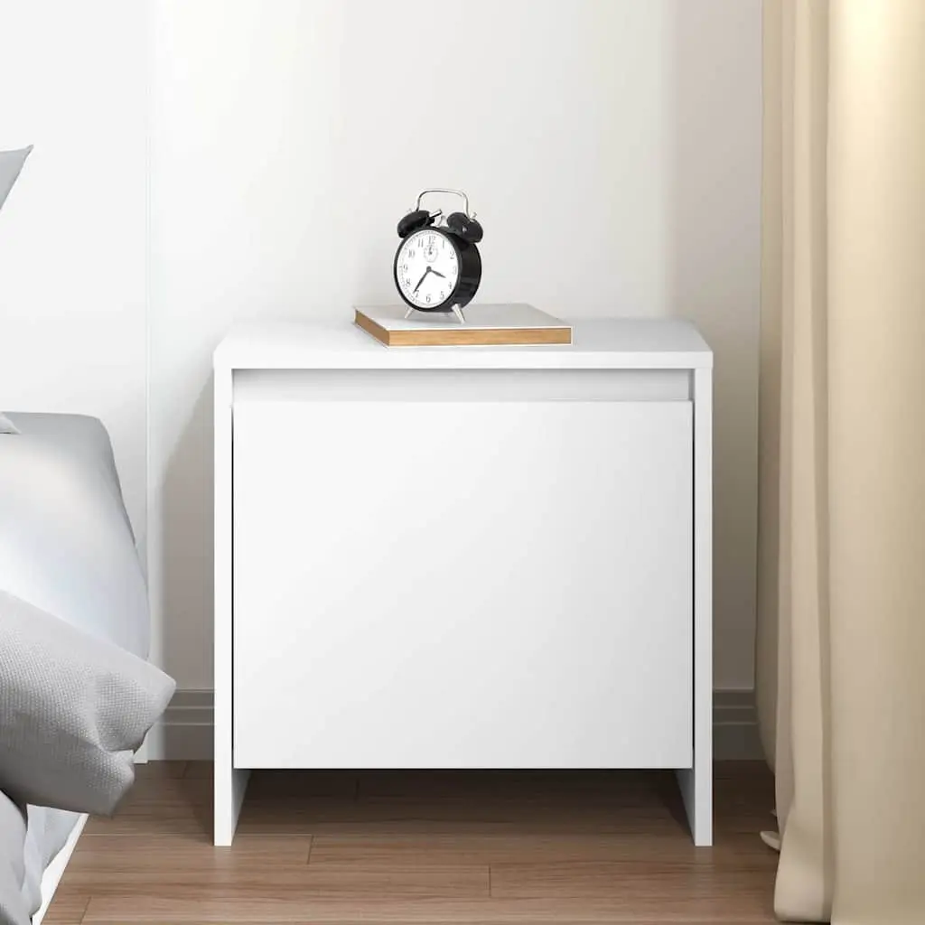 Bedside Cabinet White Engineered Wood Nightstand Storage Bedroom Furniture