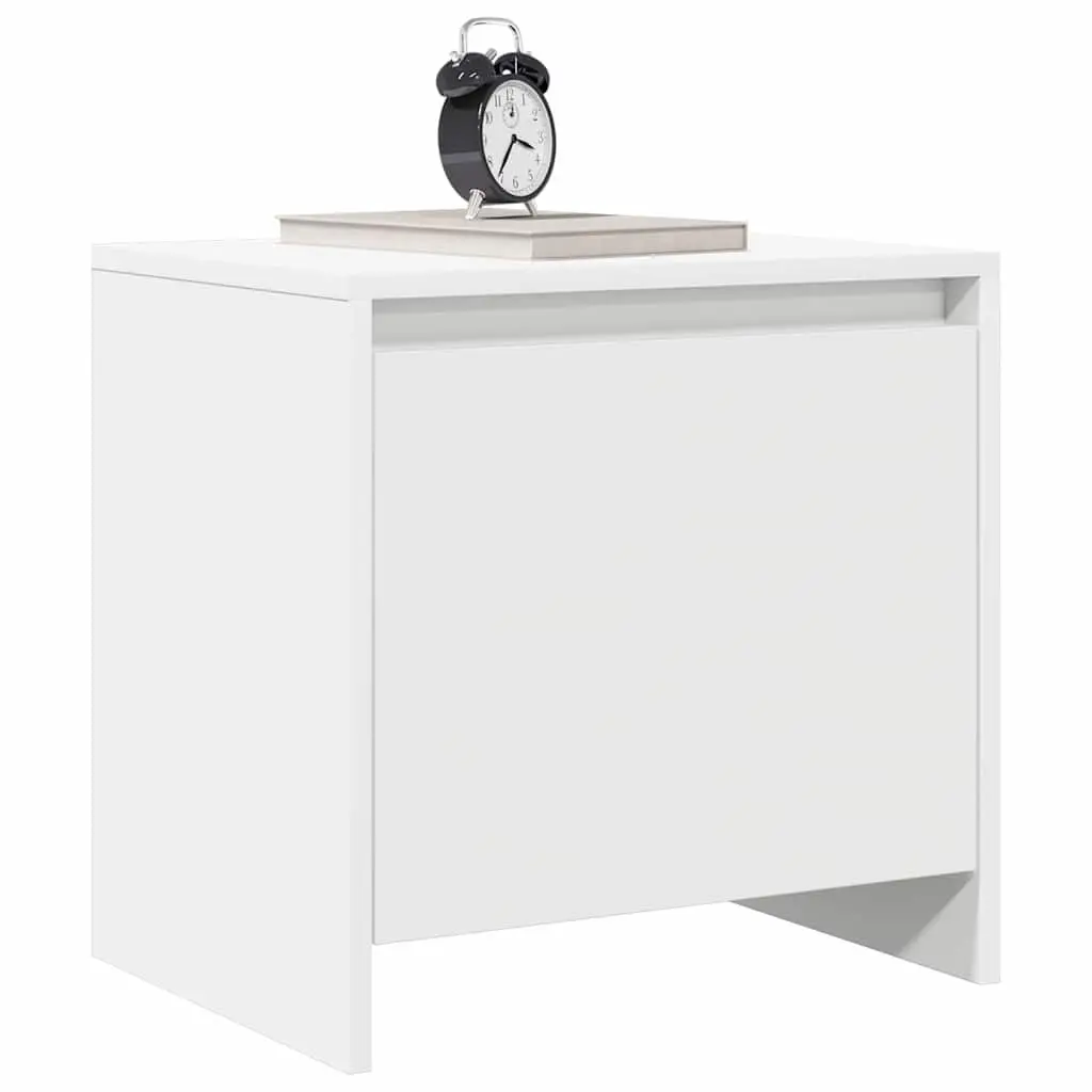 Bedside Cabinet White Engineered Wood Nightstand Storage Bedroom Furniture